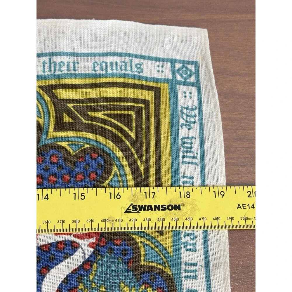 Vintage National Trust Magna Carta Irish Linen Tea Towel Multicolor